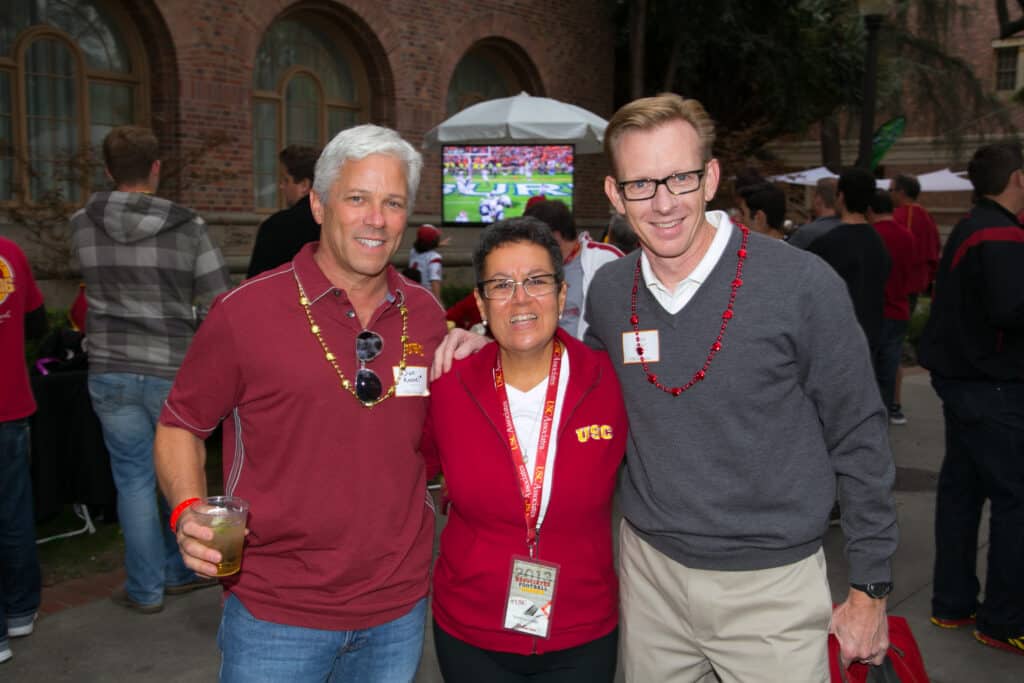 Sonia Savoulian with friends at a USC homecoming game