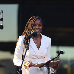Ifunanya Nweke on stage for introductions