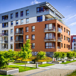 colorful complex of apartment buildings in Poland