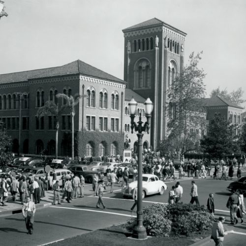 Black and white photo of University Avenue from 1948