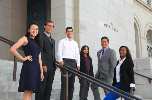 Master of Public Policy students on the steps of City Hall
