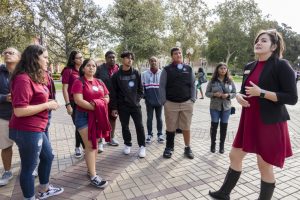 High school students touring USC