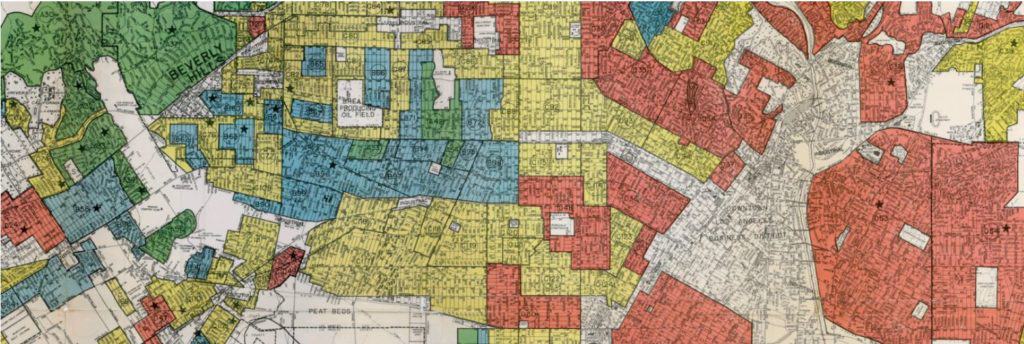 1939 HOLC "redlining" map of central Los Angeles, courtesy of LaDale Winling and urbanoasis.org.