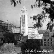 A black and white photo of Los Angeles City Hall in the 1920s