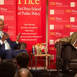 Raphael Bostic and David Sloane in conversation at USC Town & Gown