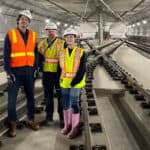 Lynn Feng and colleagues in a construction tunnel