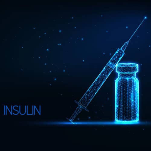 drawing of bottle of insulin and a needle