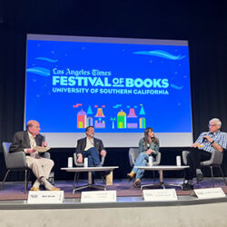 USC experts sit on stage during the LA Times Festival of Books