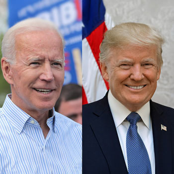Biden and Trump smile in separate photos