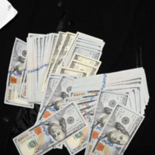 A pile of cash found at Bob Menendez's home. 