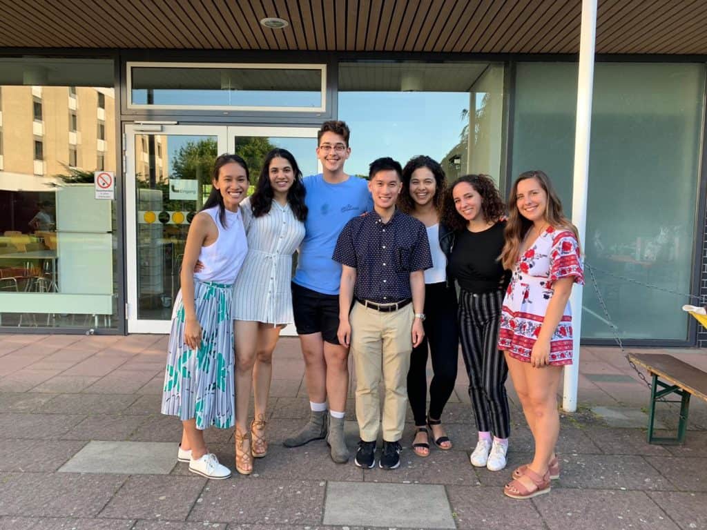 group of USC Price students with valedictorian Ariella Amit