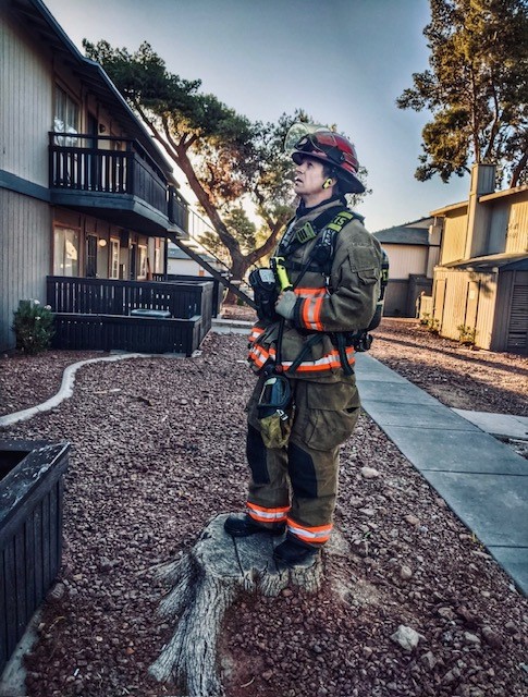 Adam Weiss on the scene of a fire.