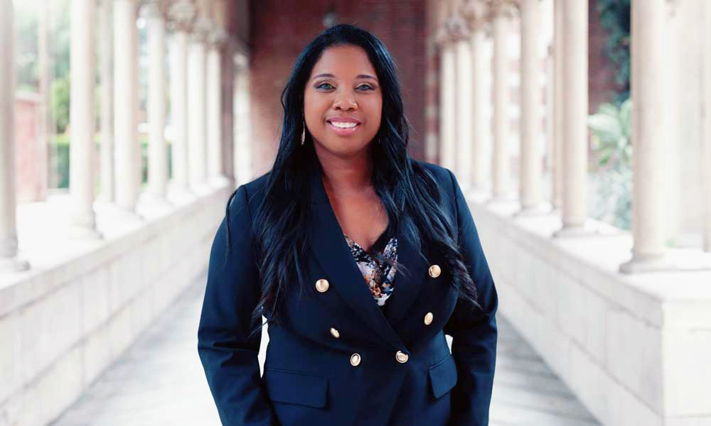 Keshia Albrecht poses for a picture on USC campus