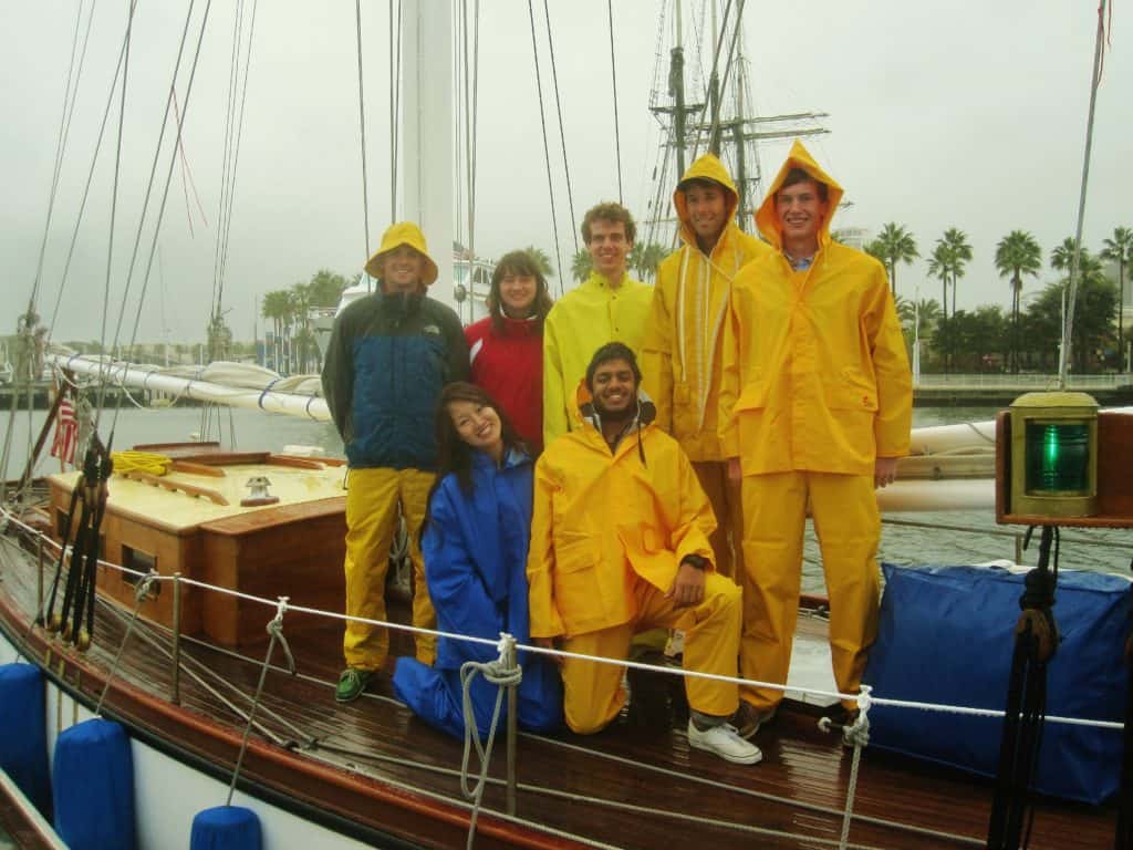 People in yellow raincoats