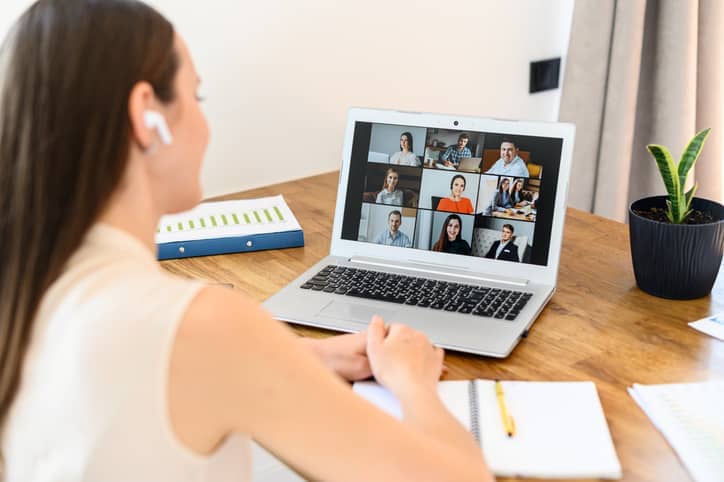 Woman on video call