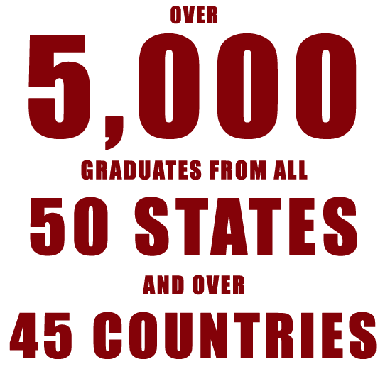 Over 5,000 graduates from all 50 states and over 45 countries